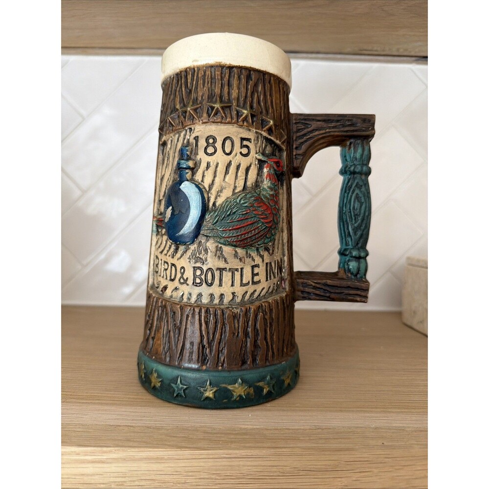 Vintage 1805 Bird & Bottle Inn Stein Tankard Beer Mug Napcoware Pheasant, Tree